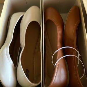 WW White and brown ballet flat bundle